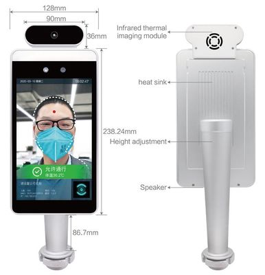 Wall Mounted Face Recognition Thermal Camera IP65 Waterproof 128mm Width