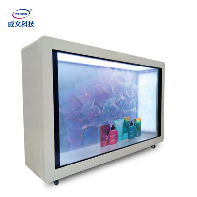 LCD Transparent Showcase Floor Standing Android Advertising Digital Signage Display