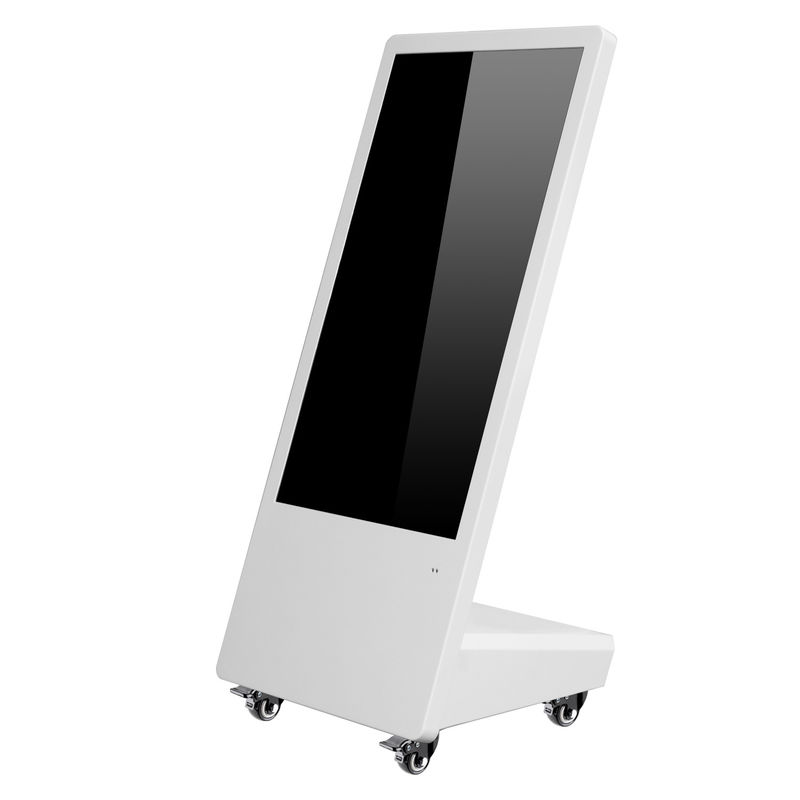 Movable LCD Advertising Digital Signage 32inch Totem With Universal Wheels